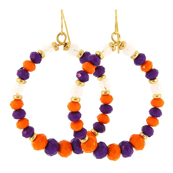 LSU Colored Beaded Earrings