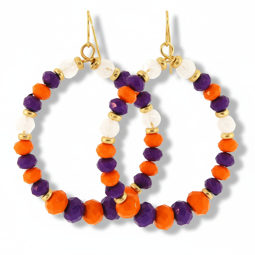 LSU Colored Beaded Earrings