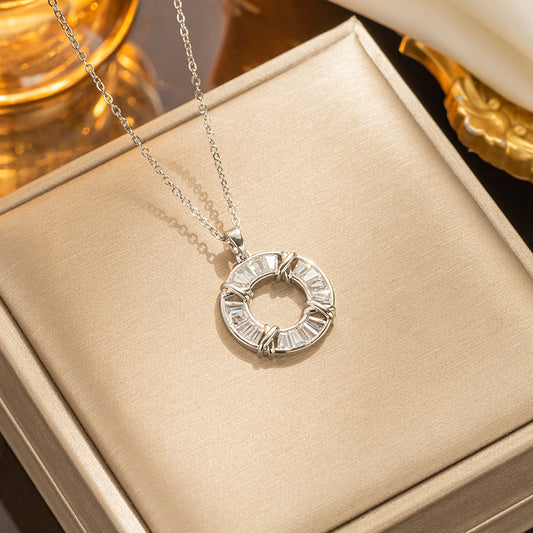 Crystal Circle Pendant Necklace