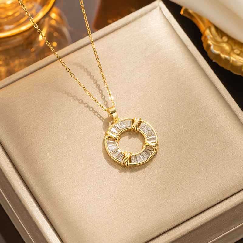 Crystal Circle Pendant Necklace