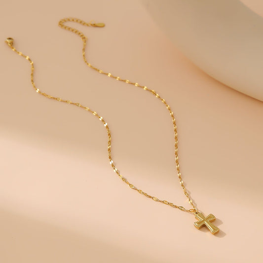 Decorative Cross Chain Necklace in Gold or Silver