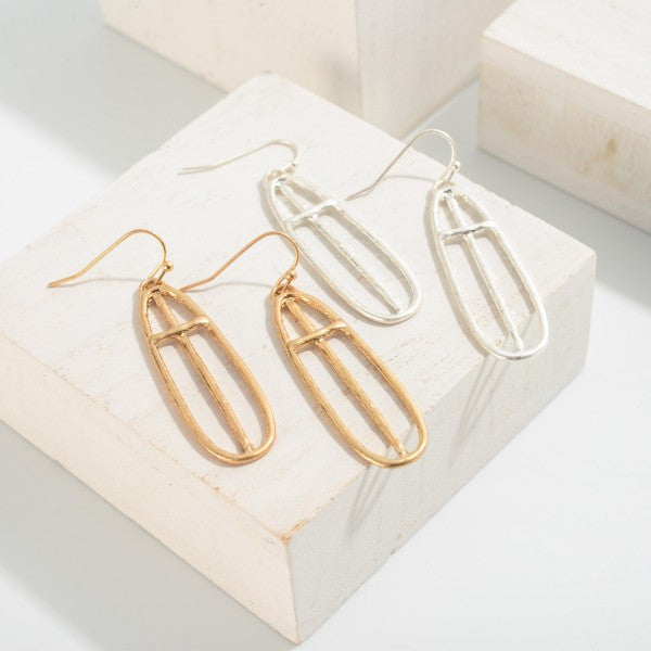 Oval Cross Drop Earrings