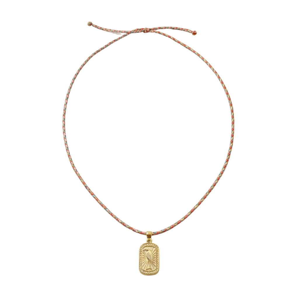 Woven String Necklace & Gold Pendant