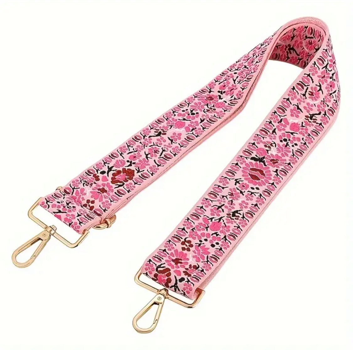 Purse/Guitar Strap - Pink & Black Floral