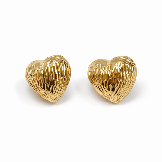 Textured Heart Stud Earrings