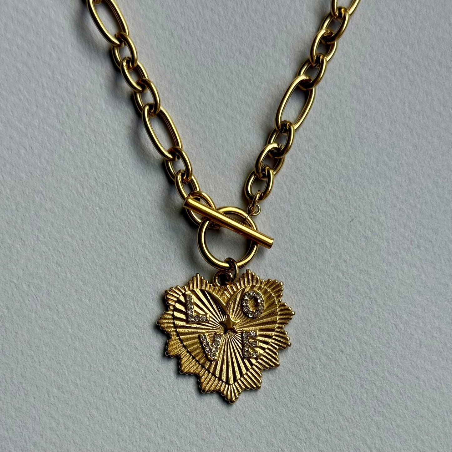Heart Pendant Toggle Clasp Necklace