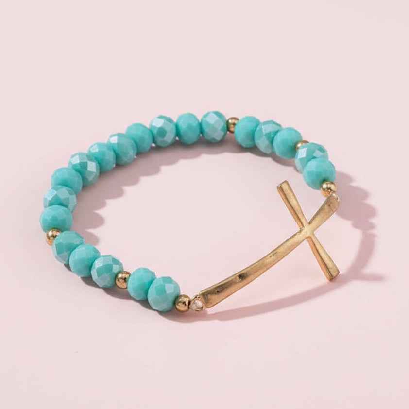 Hammered Metal Cross Bracelet