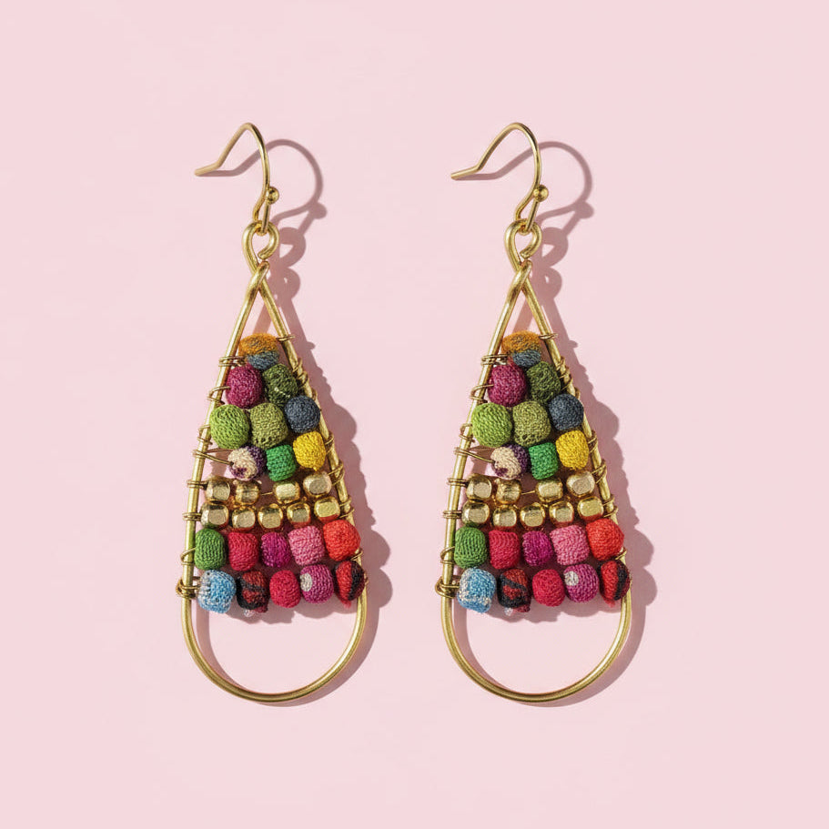 Handmade Teardrop Earrings with Seed Bead Accents