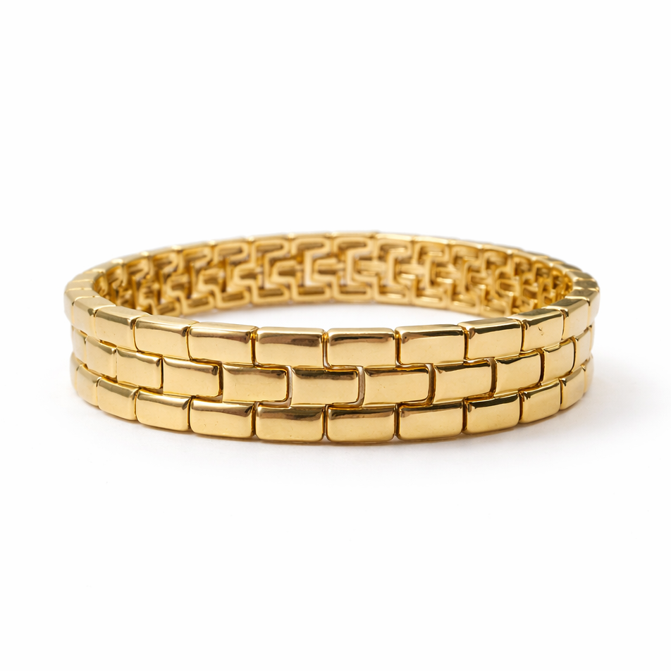 Gold Brick Link Stretch Bracelet