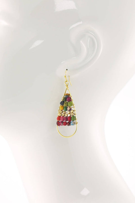 Handmade Teardrop Earrings with Seed Bead Accents