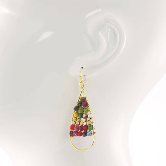 Handmade Teardrop Earrings with Seed Bead Accents