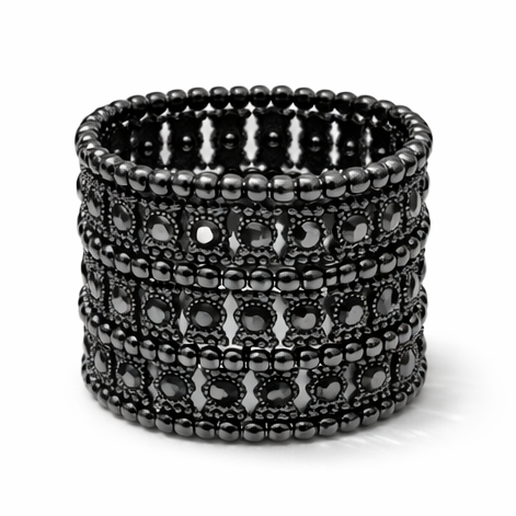 Glam Metal and Crystal-Studded Stretch Bracelet