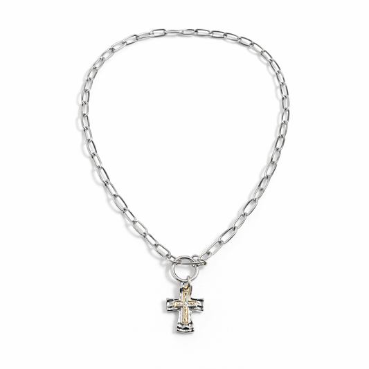 Chain Link Cross Pendant Necklace