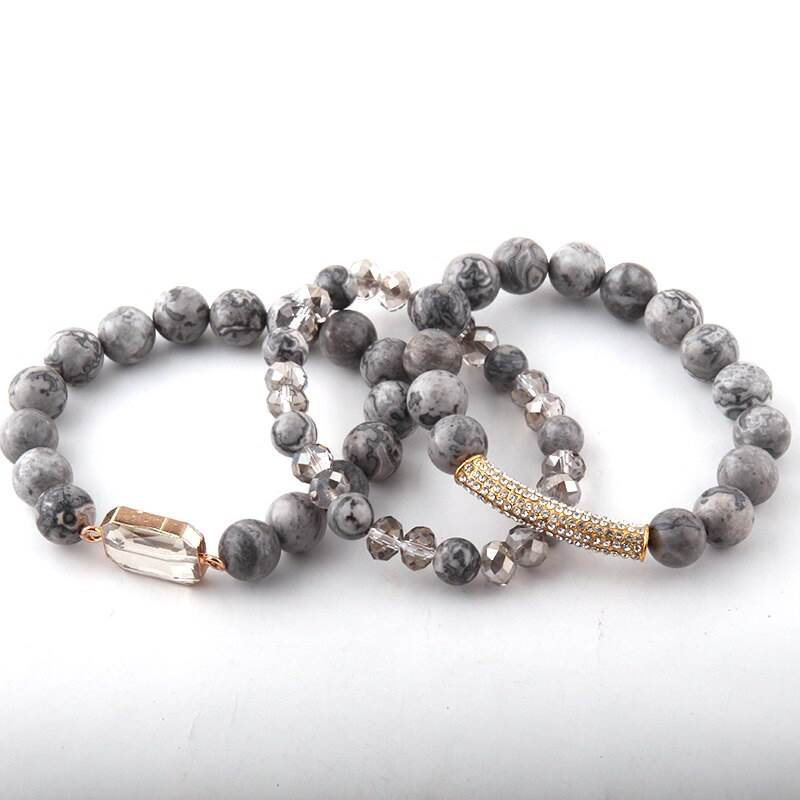 Gray Beaded Bracelet Trio