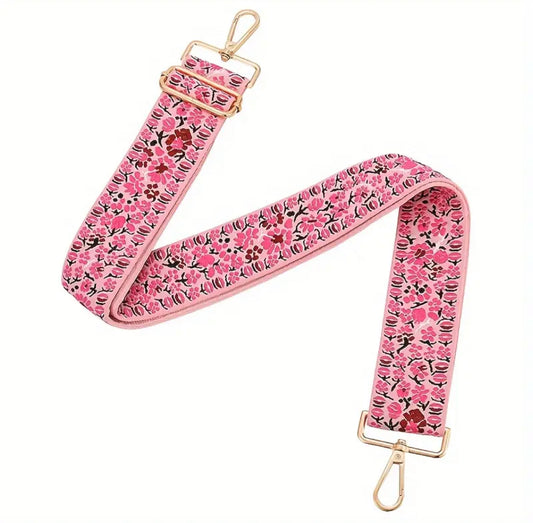 Purse/Guitar Strap - Pink & Black Floral