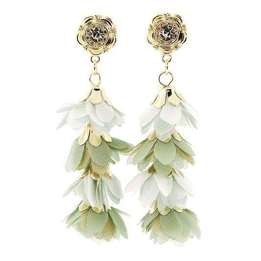 Floral Drop Earrings - Mint Green