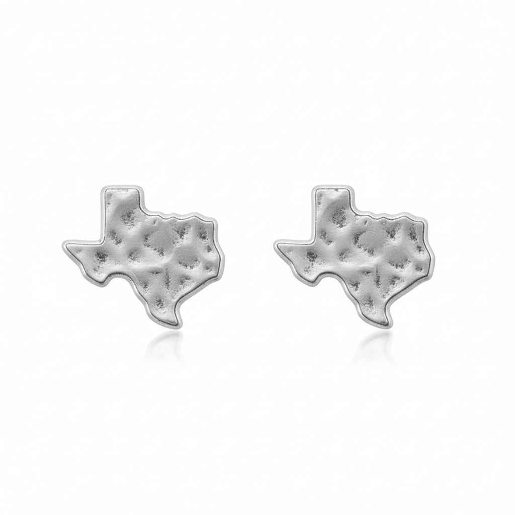 Hammered Silver Texas Stud Earrings