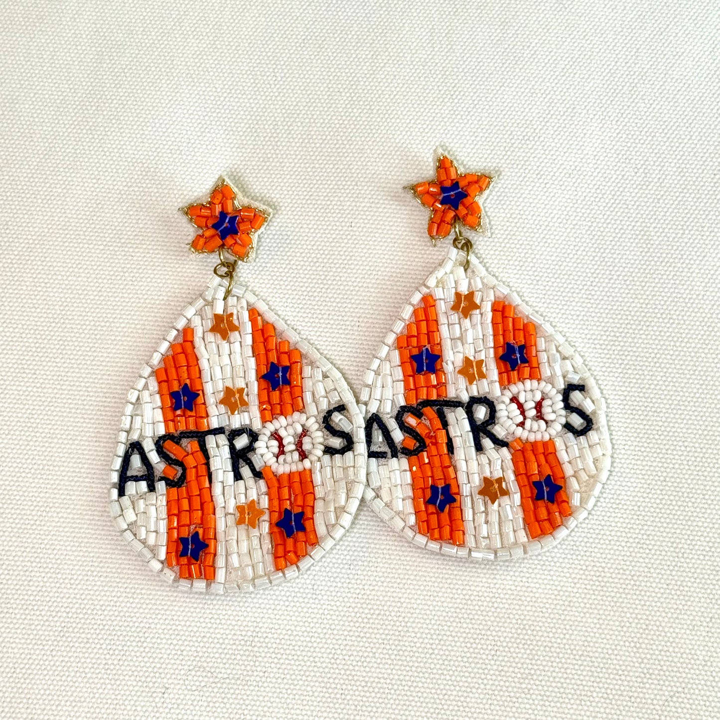 Astros Themed Earrings - Beaded