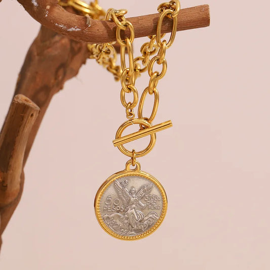Angel Coin Toggle Necklace