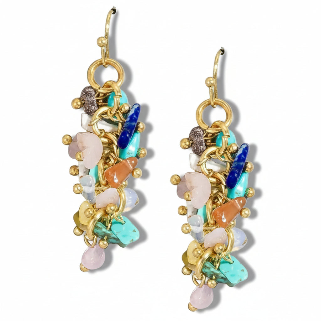 Multi Color Nugget Dangle Earrings