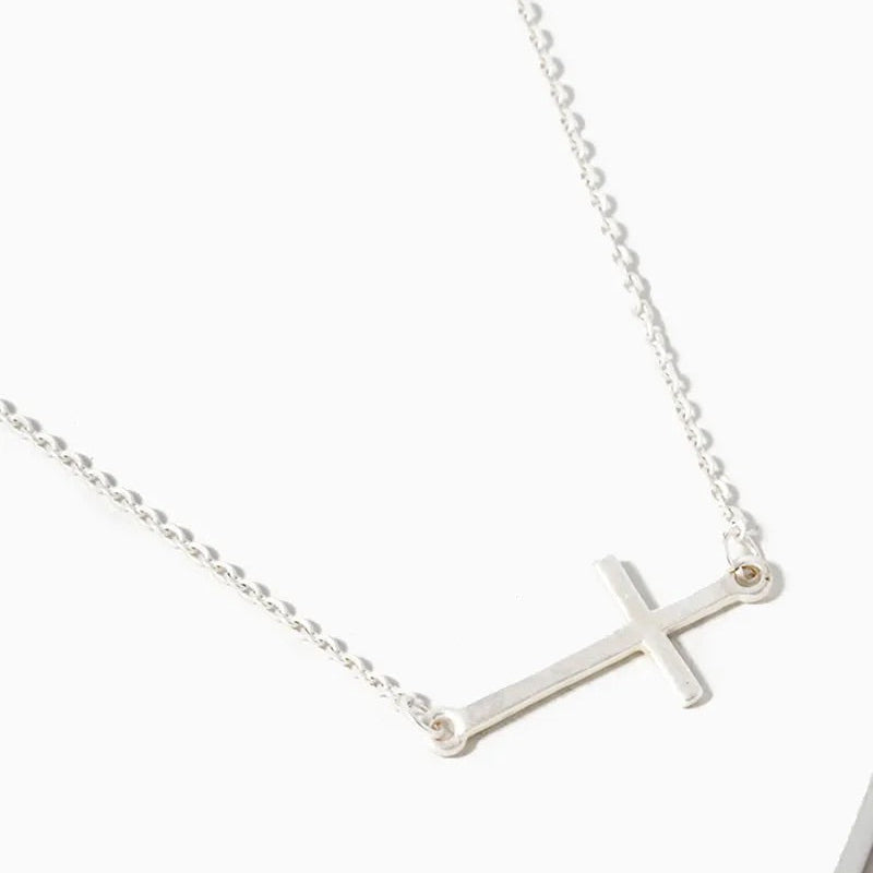 Small Cross Chain Necklace in Gold or Silver
