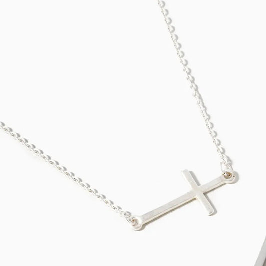 Small Cross Chain Necklace in Gold or Silver