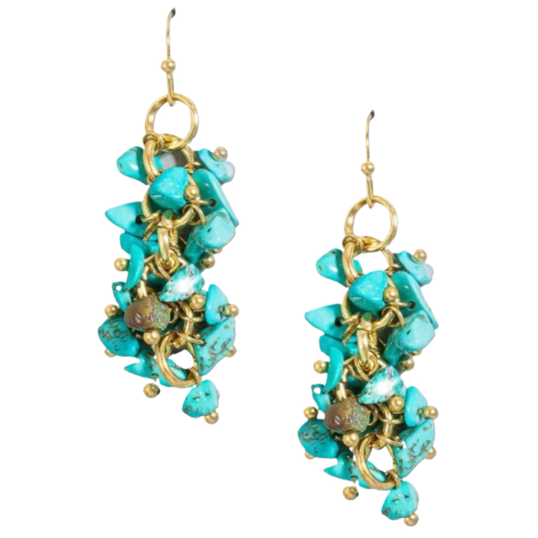 Turquoise Nugget Dangle Earrings