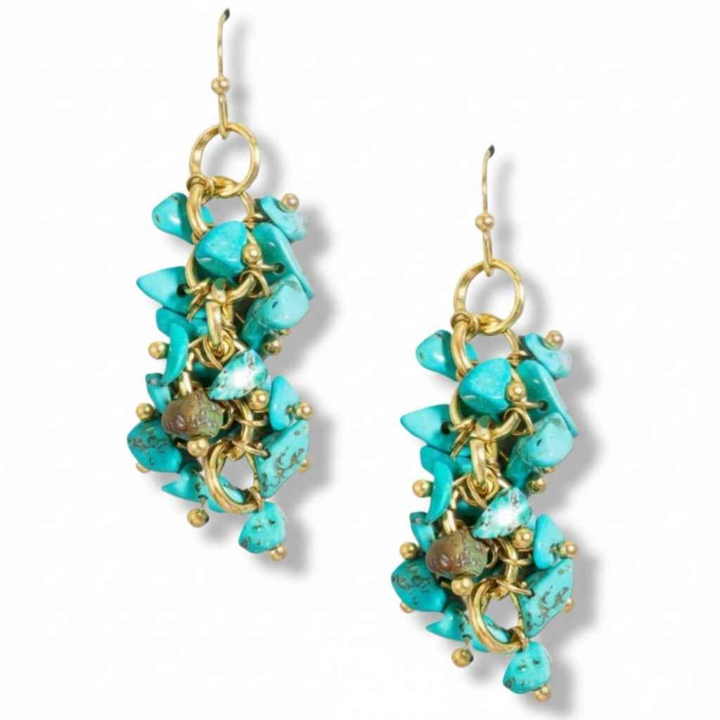 Turquoise Nugget Dangle Earrings