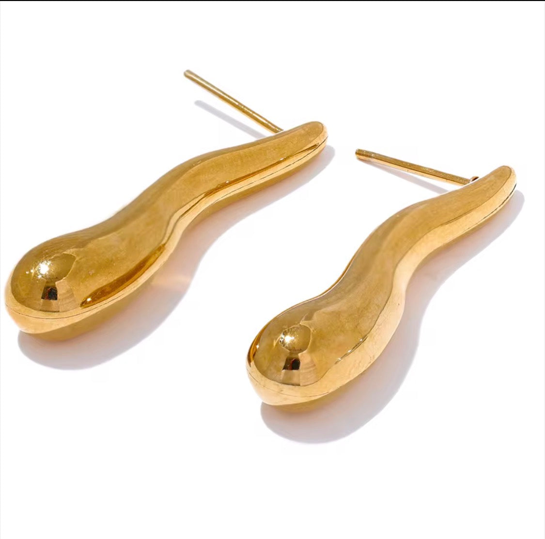 Wavy Tarnish Free Gold Plated Earrings