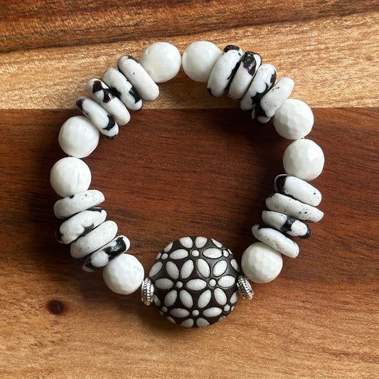 Black & White Fused Glass Bracelet