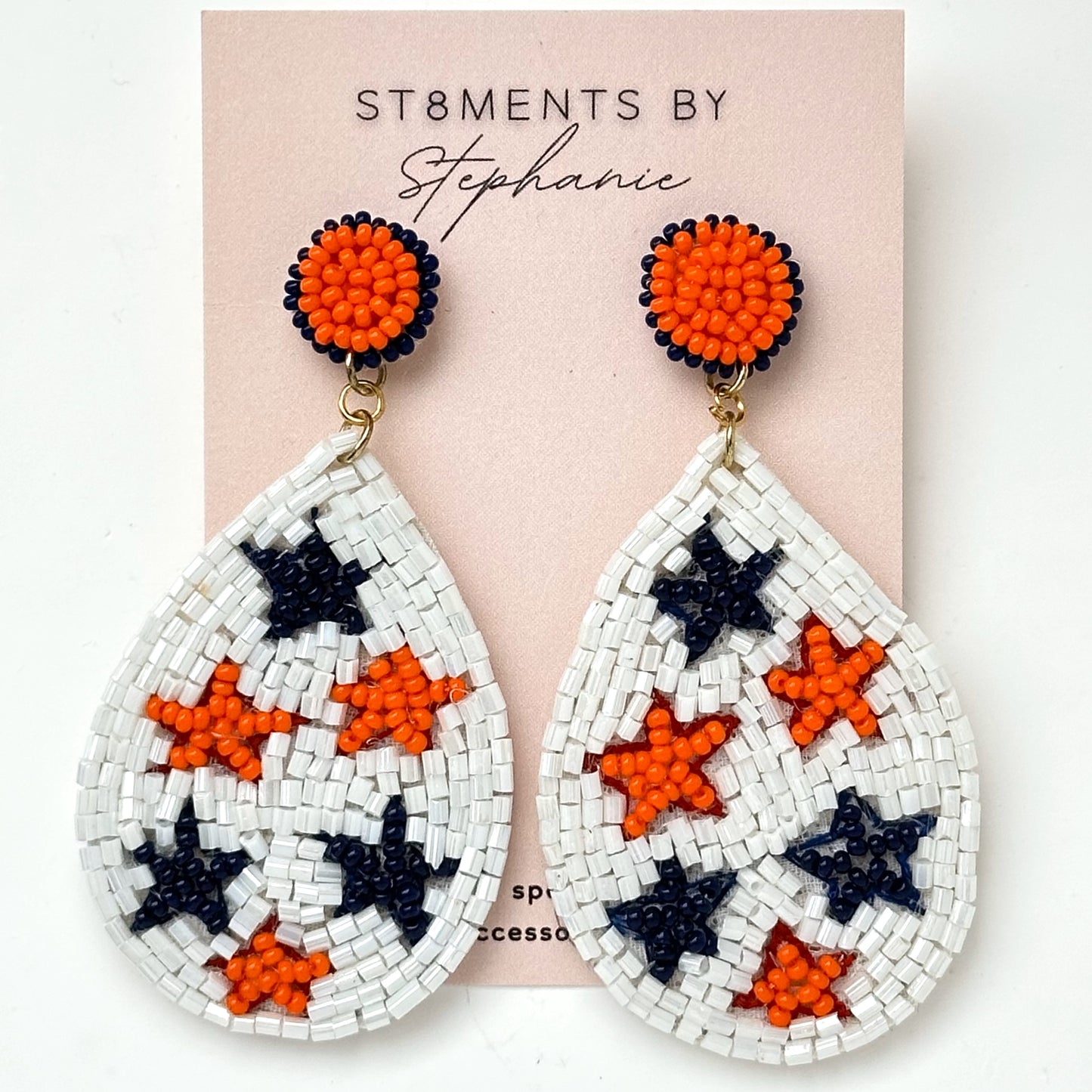 Astros Themed Earrings (White)
