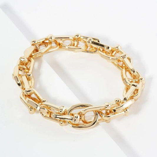 Gold Tone Link Stretch Bracelet