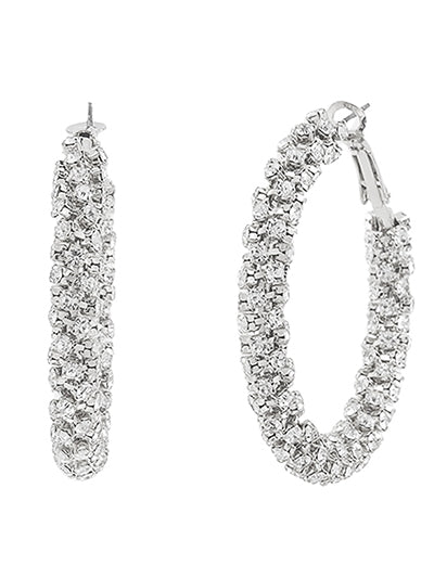 Sparkle Silver Hoops