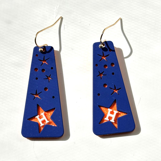 Astros Themed Earrings (Blue)