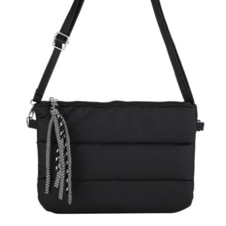 Nylon Tassel Cross Body Bag - Black