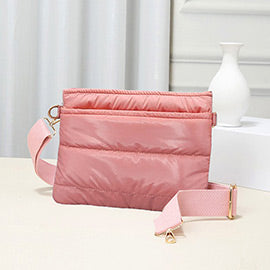 Rose Pink Puffer Cross Body Bag