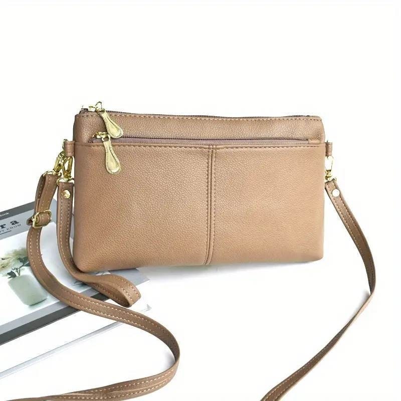 Vegan Leather Wristlet & Crossbody Bag - Tan