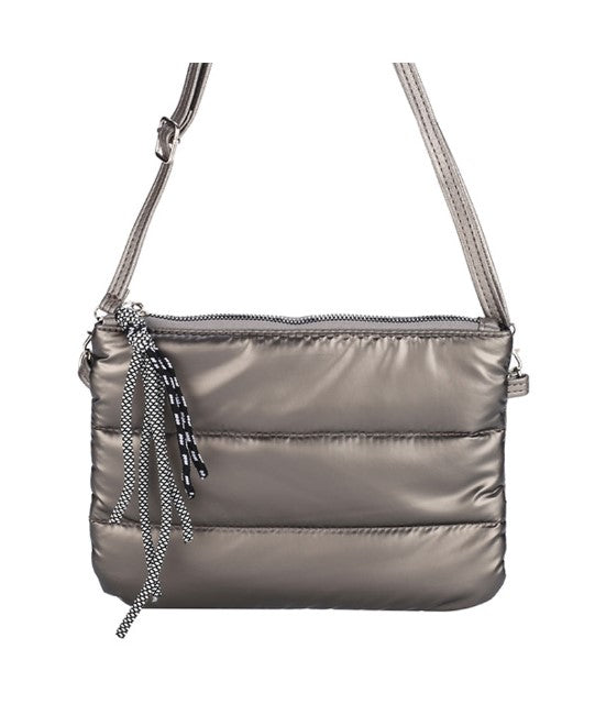Nylon Tassel Cross Body Bag - Pewter