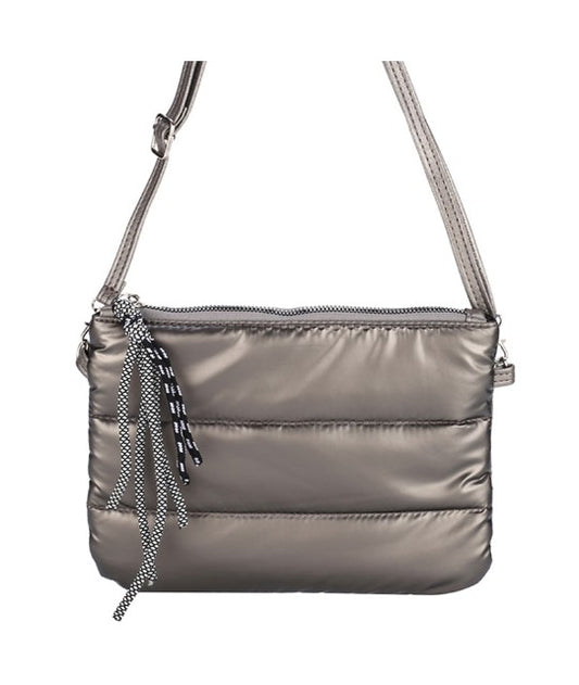 Nylon Tassel Cross Body Bag - Pewter