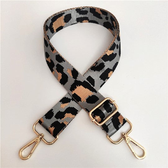 Purse/Guitar Strap - Leopard Print - Gray