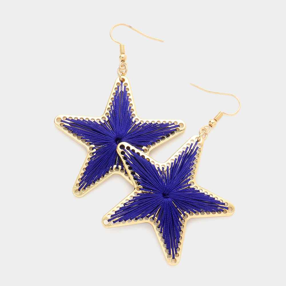 Star Drop Earrings - Blue