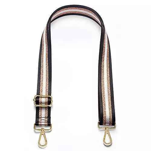 Purse/Guitar Strap - Black Gold White