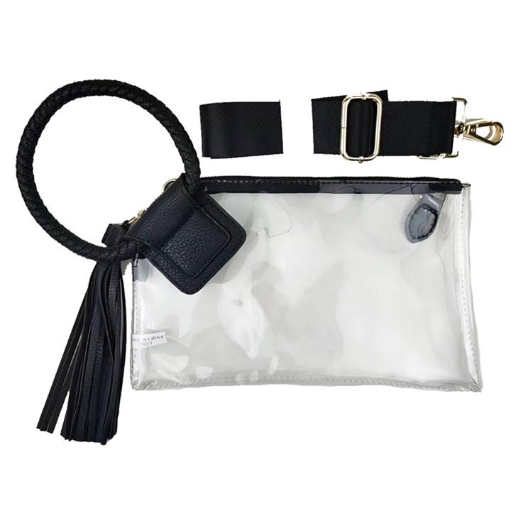 Transparent Clear Cuff Bag - Black