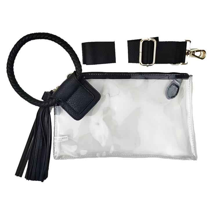 Transparent Clear Cuff Bag - Black