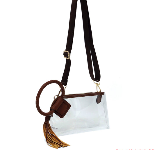 Transparent Clear Cuff Bag - Brown