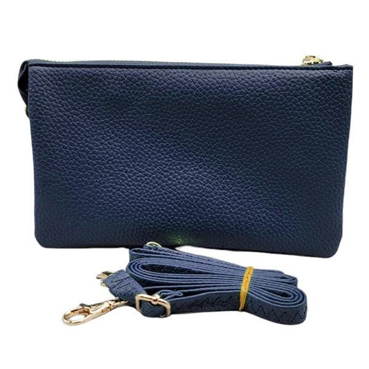 Navy Pebbled Vegan Leather Cross Body Bag
