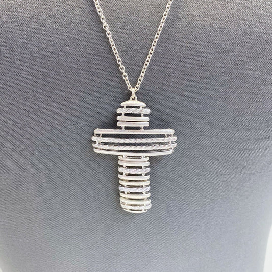 Linked Cross Pendant Long Necklace