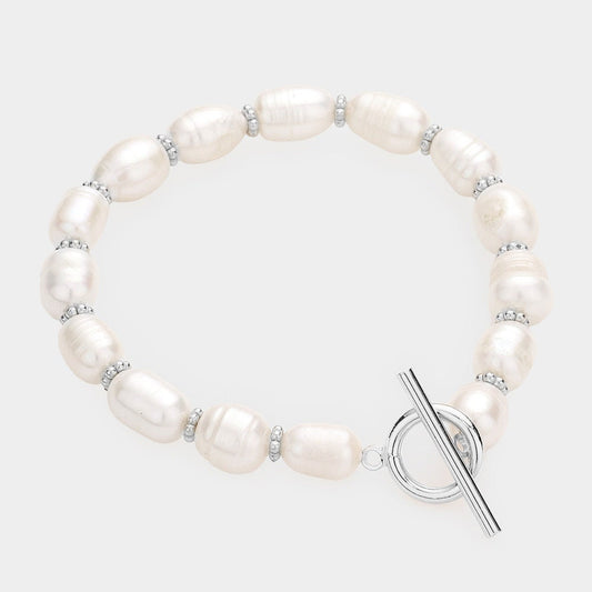 Pearl & Silver Stretch Bracelet