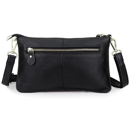 Small Black Genuine Leather Cross Body Clutch Bag