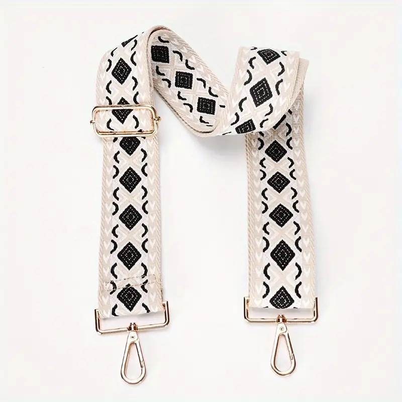 Purse/Guitar Strap - Khaki, White & Black Geometric Pattern